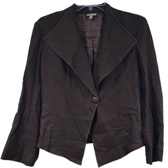 J.Jill Petite Brown Wool Lightweight One-Button Blazer Fold Up Cuff Suit Jacket - Picture 1 of 13